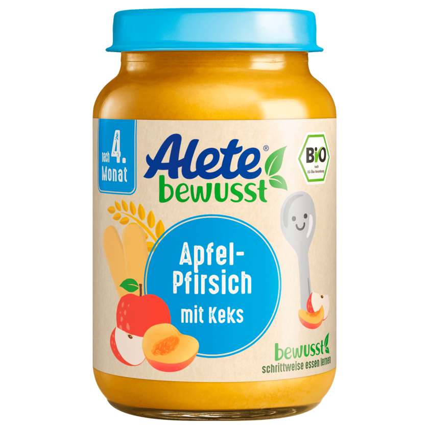 Alete Bio Apfel-Pfirsich mit Keks nach 4. Monat 190g